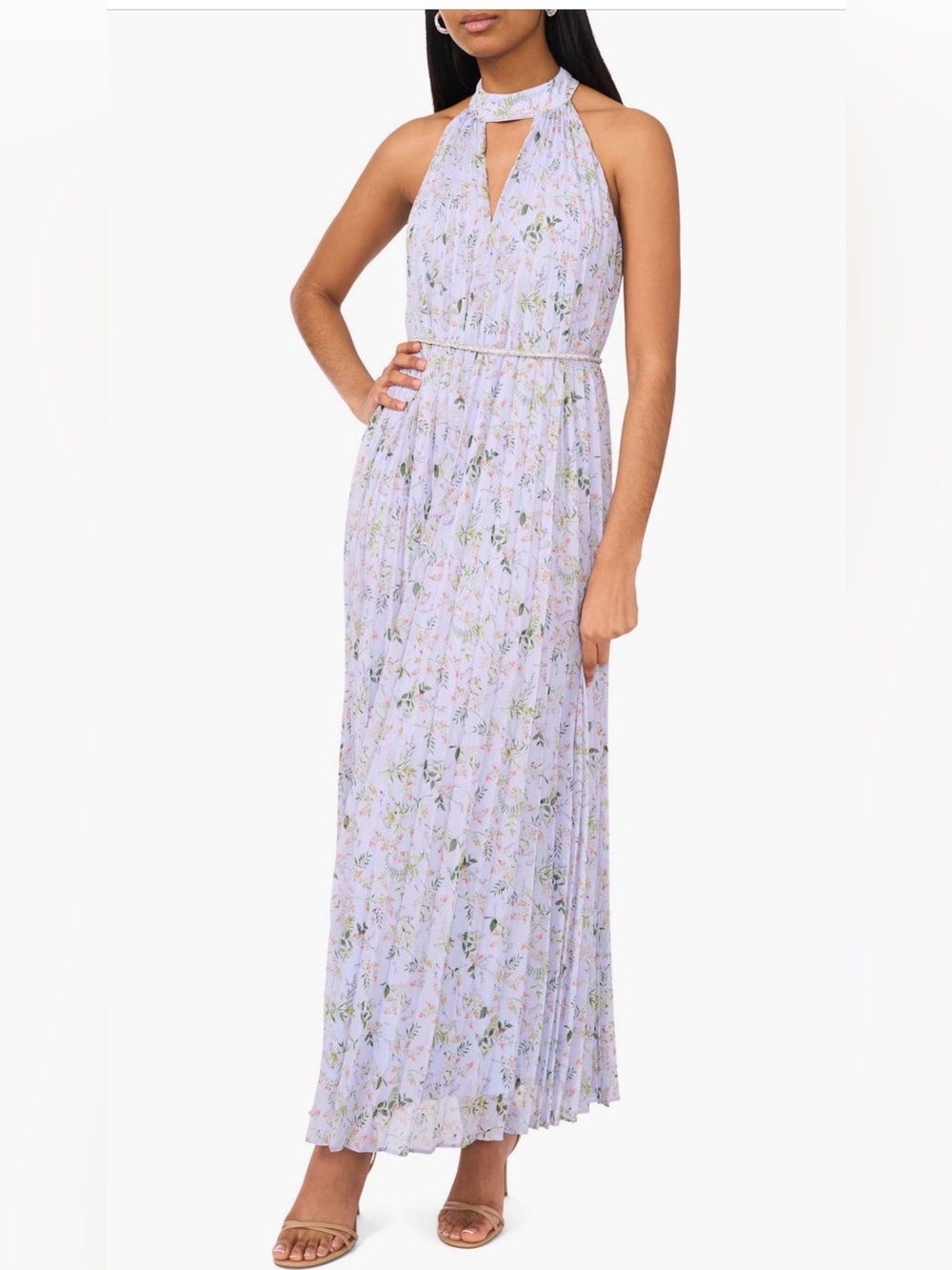 NWT CeCe Floral Pleated Sleeveless Maxi Dress  *MISSING BELT* - Size XL